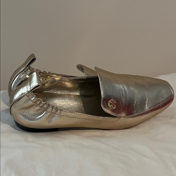 Tory Burch Gold Kira Elastic Loafers - Picture 4 of 6